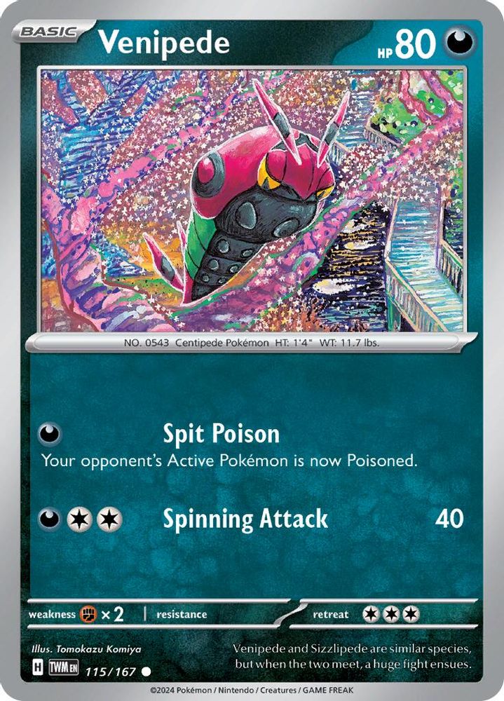 2024 Pokemon: SV06: Twilight Masquerade (TWM) - Venipede (#115/167, Common) (, Near Mint)
