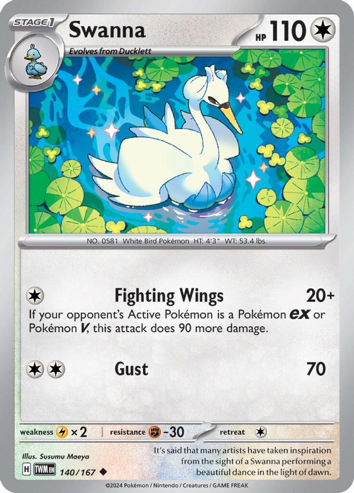 2024 Pokemon: SV06: Twilight Masquerade (TWM) - Swanna (#140/167, Uncommon) (, Near Mint)