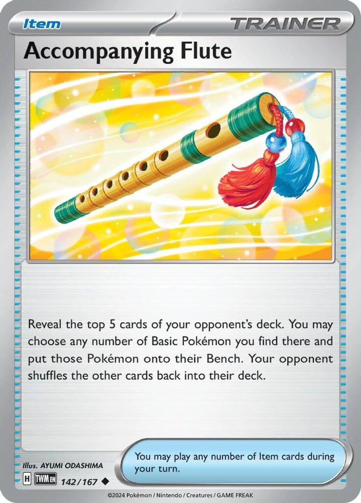 2024 Pokemon: SV06: Twilight Masquerade (TWM) - Accompanying Flute (#142/167, Uncommon) (Reverse Holofoil, Near Mint)