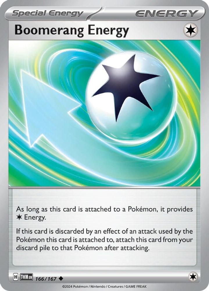 2024 Pokemon: SV06: Twilight Masquerade (TWM) - Boomerang Energy (#166/167, Uncommon) (, Near Mint)