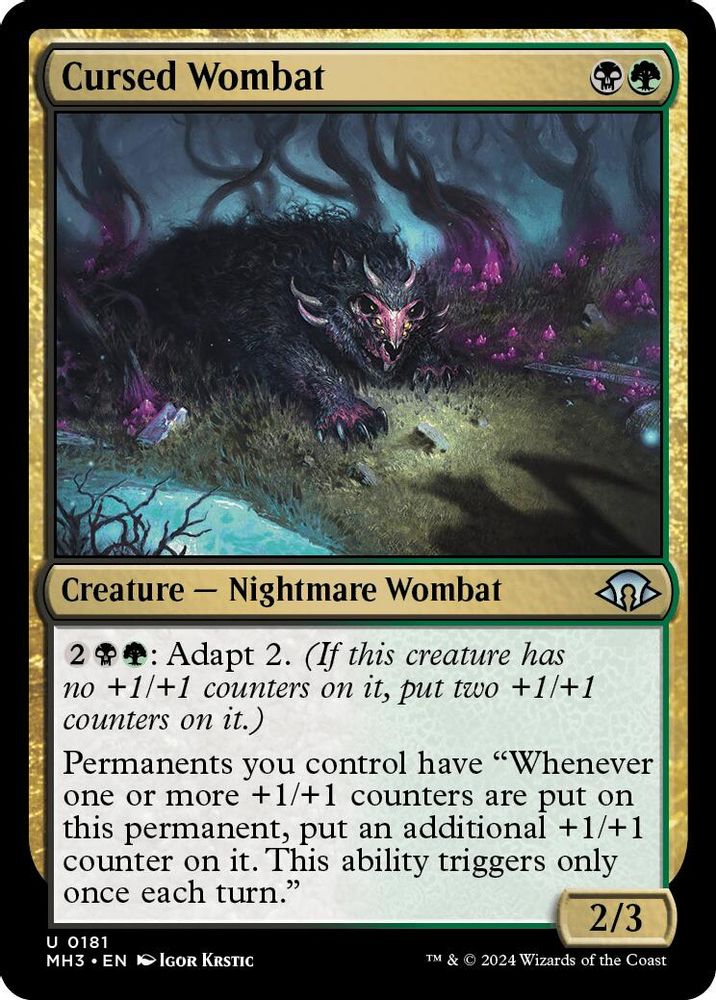 2024 Magic: The Gathering: Modern Horizons 3 (MH3) - Cursed Wombat (#181, Uncommon) (, Near Mint)