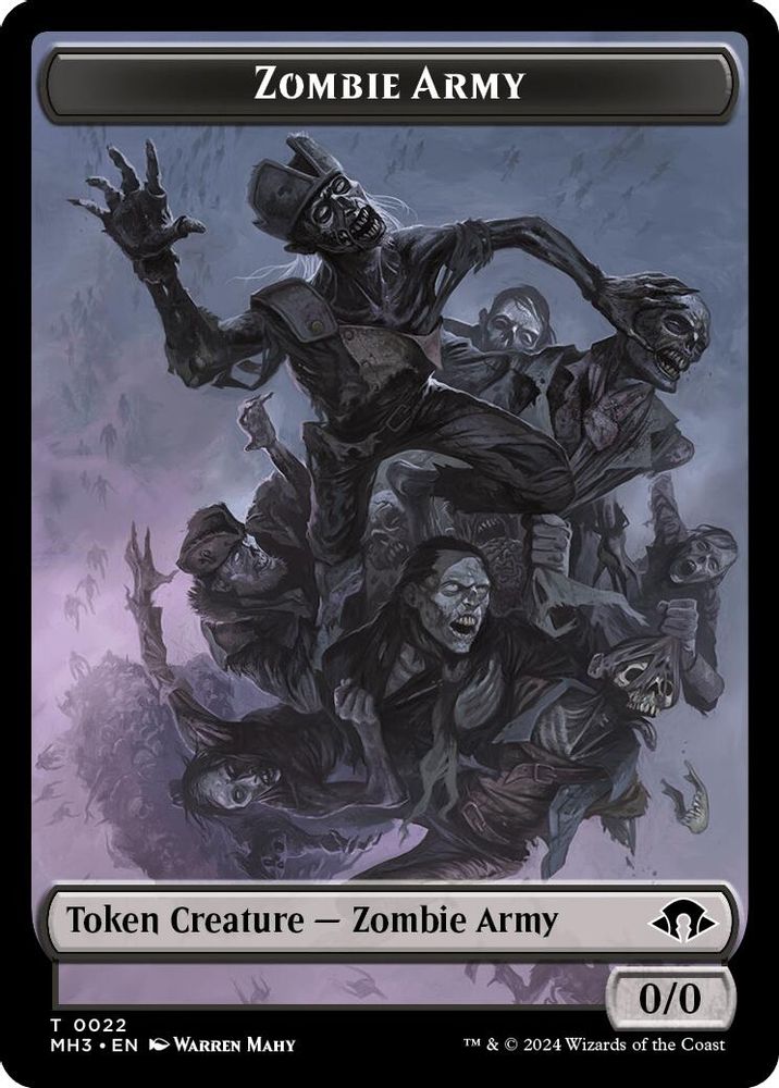2024 Magic: The Gathering: Modern Horizons 3 (MH3) - Zombie Army Energy Reserve Double Sided Token (#22 // 36, T) (, Near Mint)