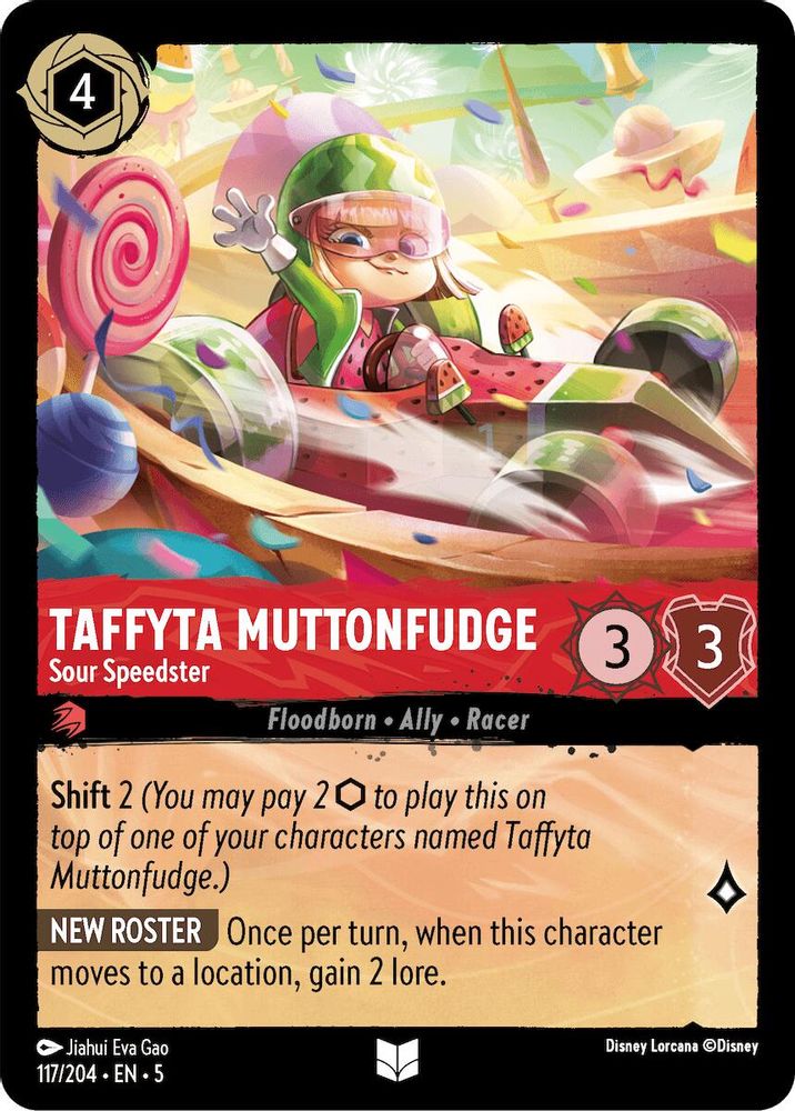 2024 Disney Lorcana: Shimmering Skies (5) - Taffyta Muttonfudge Sour Speedster (#117/204, Uncommon) (, Near Mint)