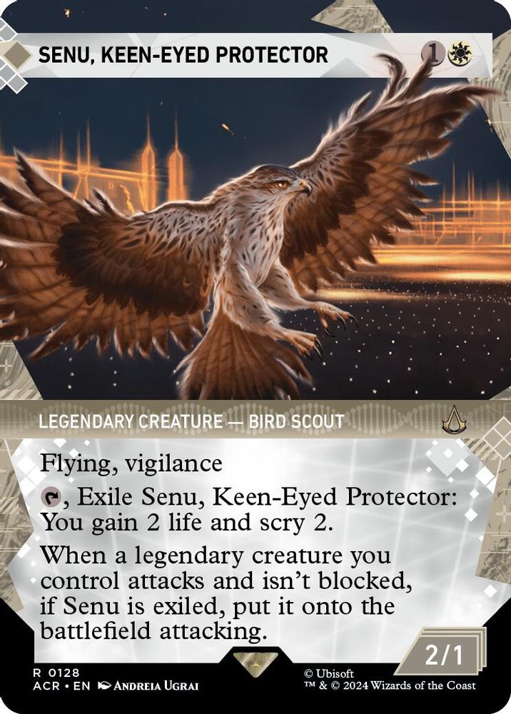 2024 Magic: The Gathering: Universes Beyond: Assassin's Creed (ACR) - Senu Keen Eyed Protector Showcase (#128, Rare) (, Near Mint)