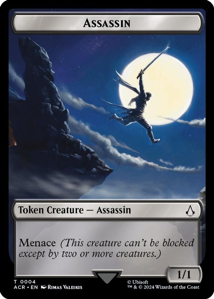 2024 Magic: The Gathering: Universes Beyond: Assassin's Creed (ACR) - Assassin A Mysterious Creature Double Sided Token (#4 // 8, T) (Foil, Near Mint)