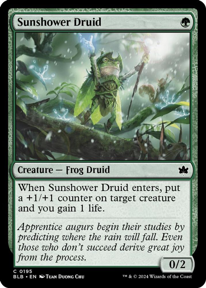 2024 Magic: The Gathering: Bloomburrow (BLB) - Sunshower Druid (#195, Common)