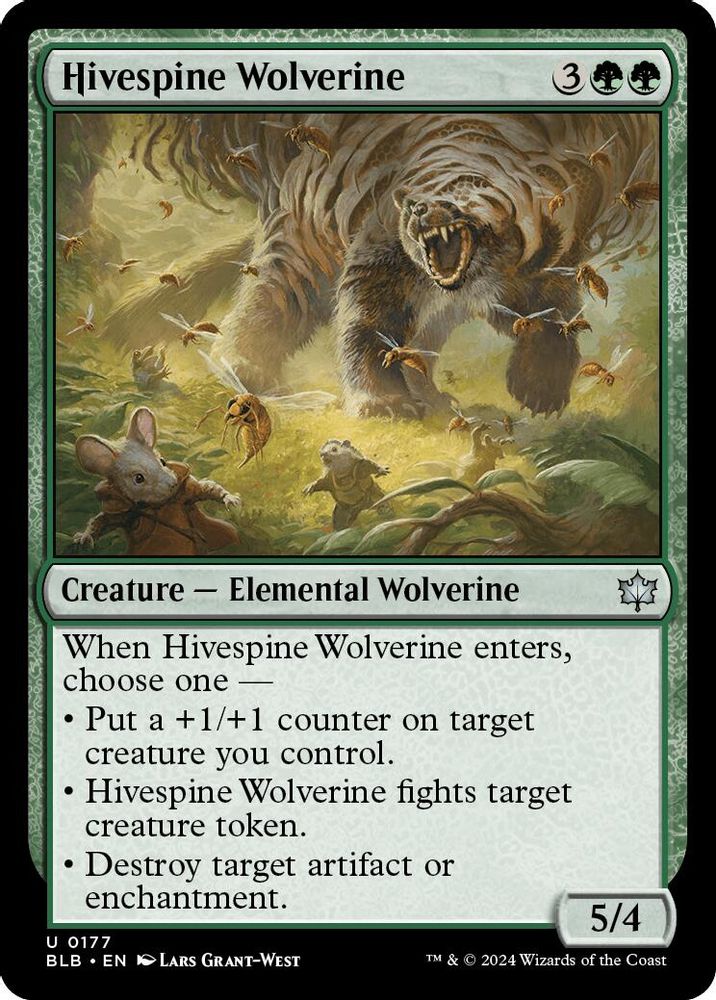 2024 Magic: The Gathering: Bloomburrow (BLB) - Hivespine Wolverine (#177, Uncommon) (, Near Mint)