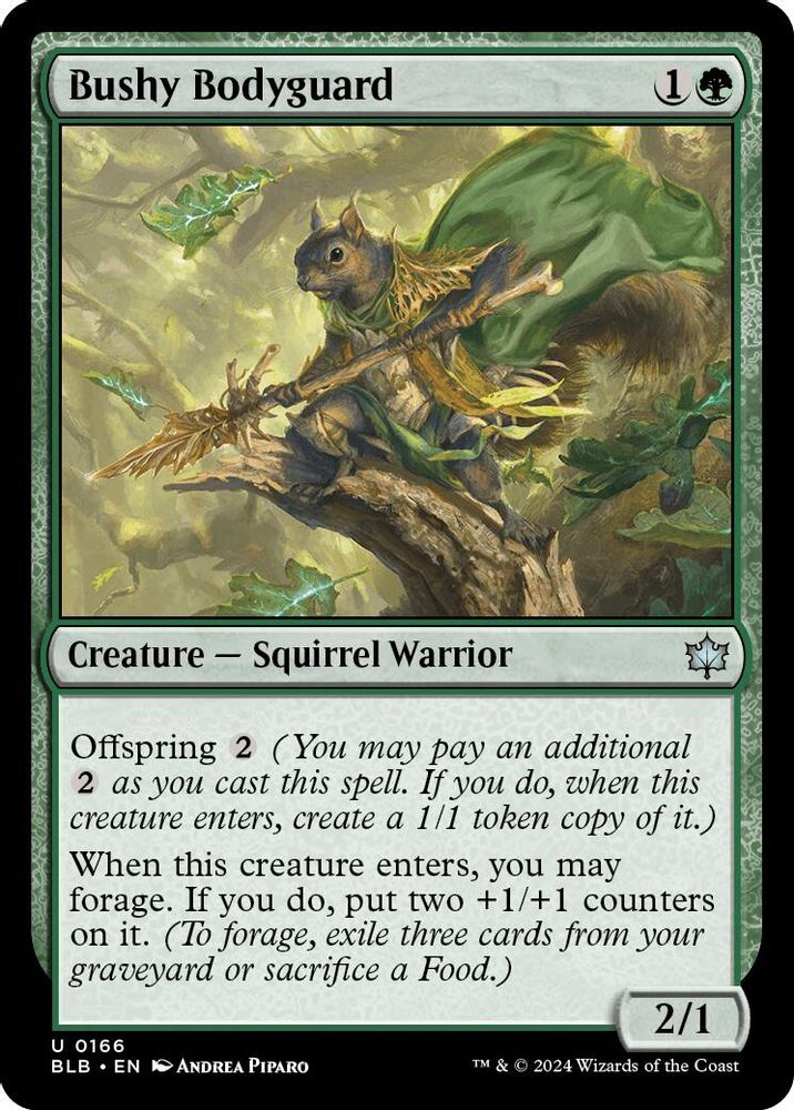 2024 Magic: The Gathering: Bloomburrow (BLB) - Bushy Bodyguard (#166, Uncommon) (, Near Mint)