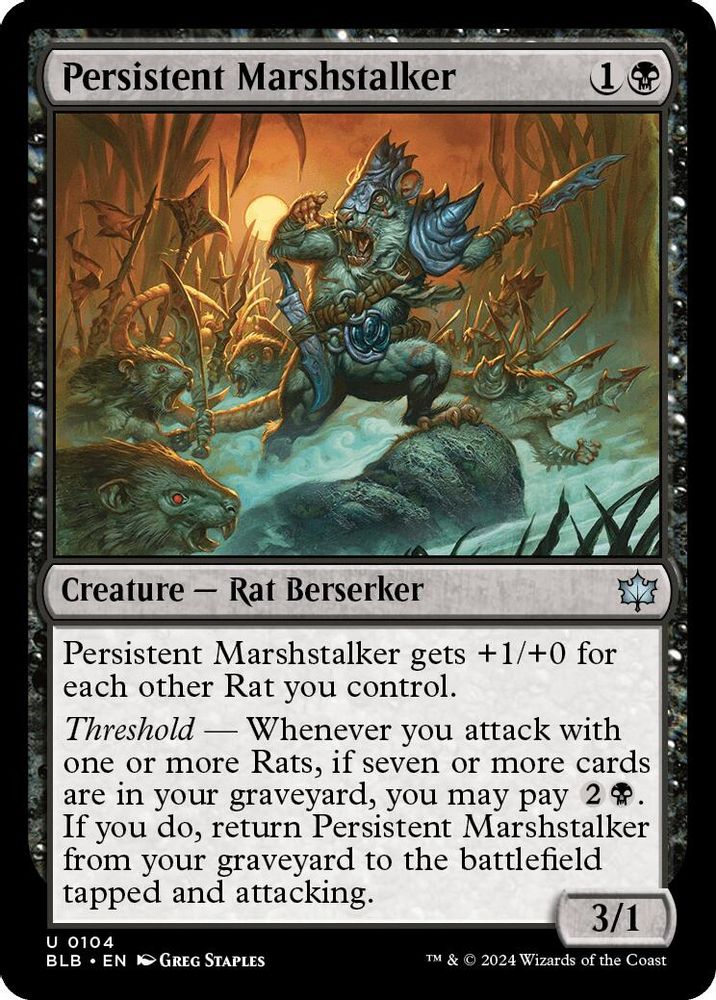 2024 Magic: The Gathering: Bloomburrow (BLB) - Persistent Marshstalker (#104, Uncommon) (, Near Mint)