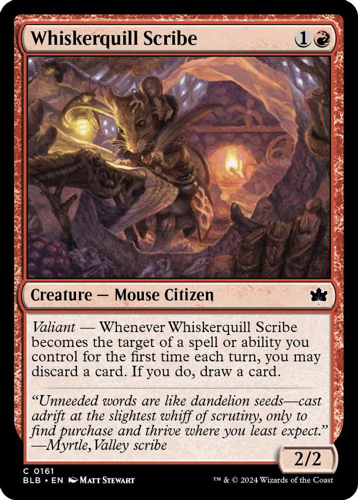 2024 Magic: The Gathering: Bloomburrow (BLB) - Whiskerquill Scribe (#161, Common)