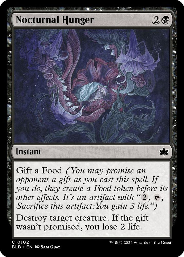 2024 Magic: The Gathering: Bloomburrow (BLB) - Nocturnal Hunger (#102, Common)