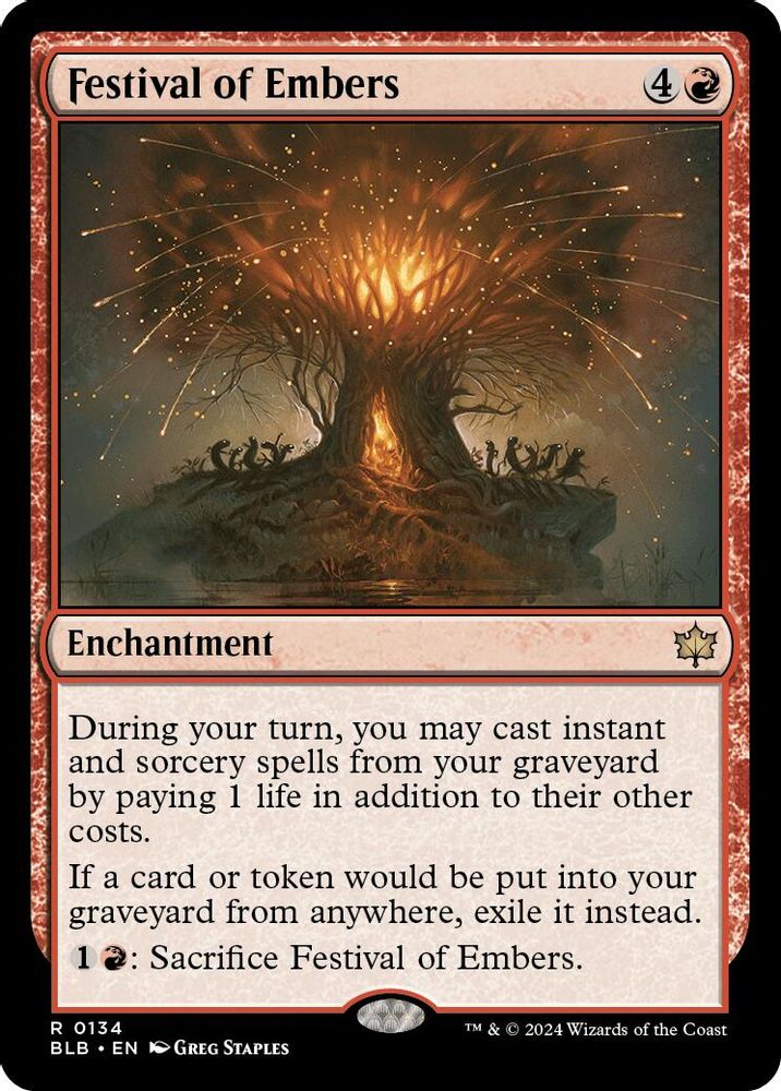 2024 Magic: The Gathering: Bloomburrow (BLB) - Festival of Embers (#134, Rare) (, Near Mint)