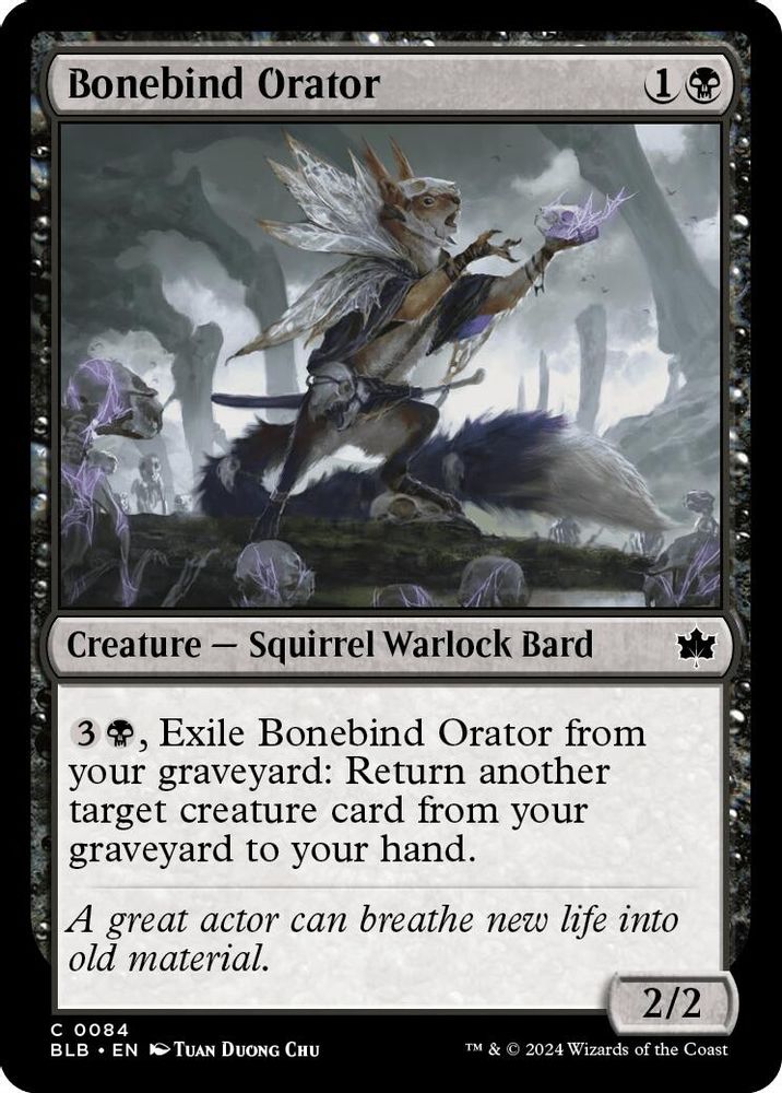 2024 Magic: The Gathering: Bloomburrow (BLB) - Bonebind Orator (#84, Common)