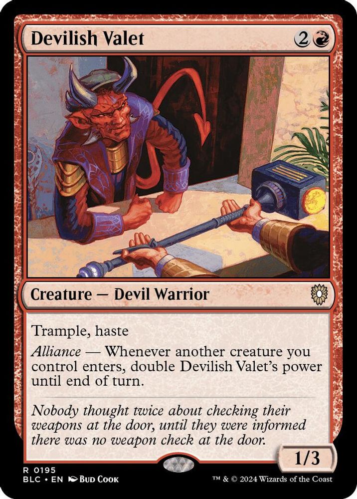 2024 Magic: The Gathering: Commander: Bloomburrow (BLC) - Devilish Valet (#195, Rare) (, Near Mint)
