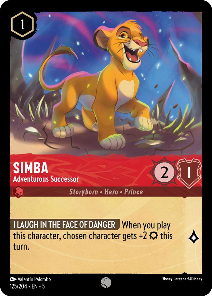 2024 Disney Lorcana: Shimmering Skies (5) - Simba Adventurous Successor (#125/204, Common) (, Near Mint)
