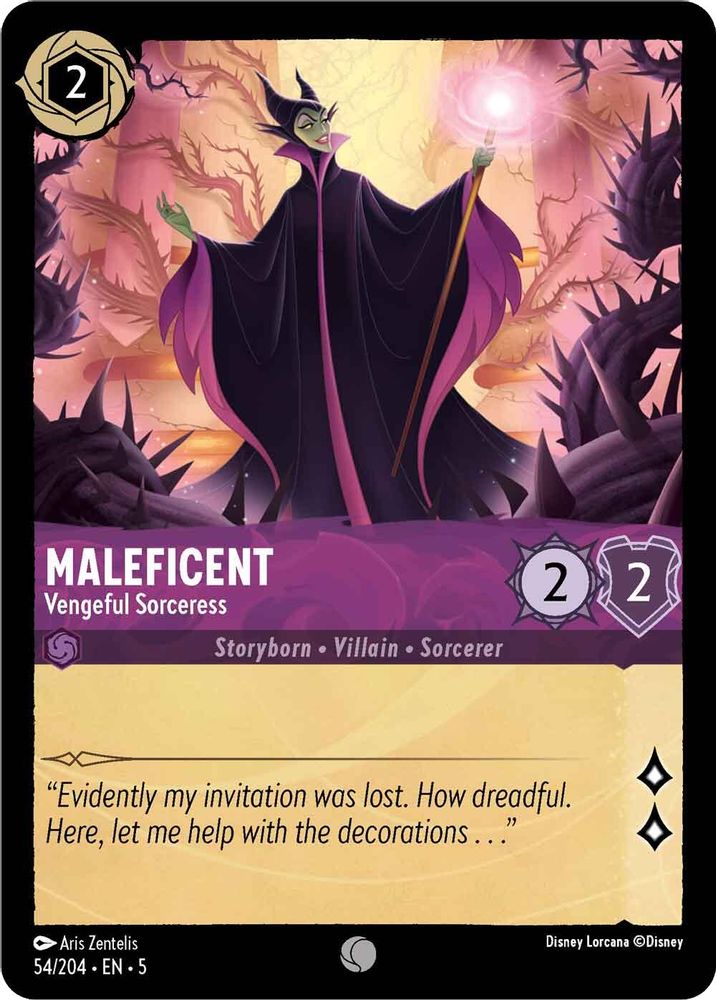 2024 Disney Lorcana: Shimmering Skies (5) - Maleficent Vengeful Sorceress (#54/204, Common) (, Near Mint)