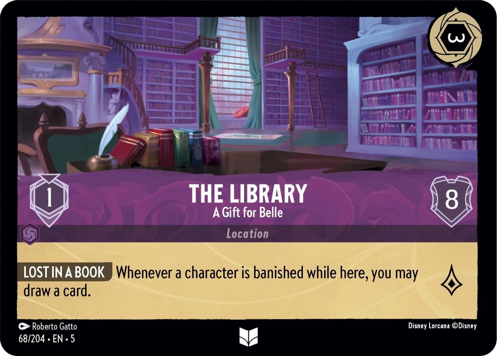 2024 Disney Lorcana: Shimmering Skies (5) - The Library A Gift for Belle (#68/204, Uncommon) (, Near Mint)