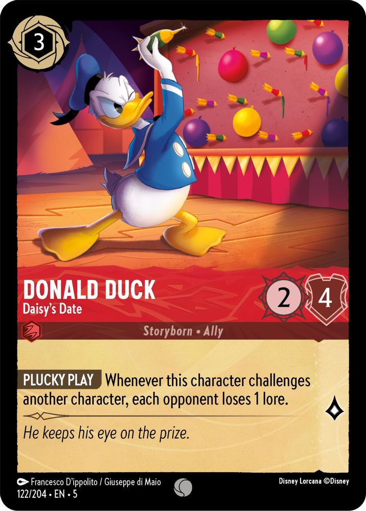 2024 Disney Lorcana: Shimmering Skies (5) - Donald Duck Daisys Date (#122/204, Common) (, Near Mint)