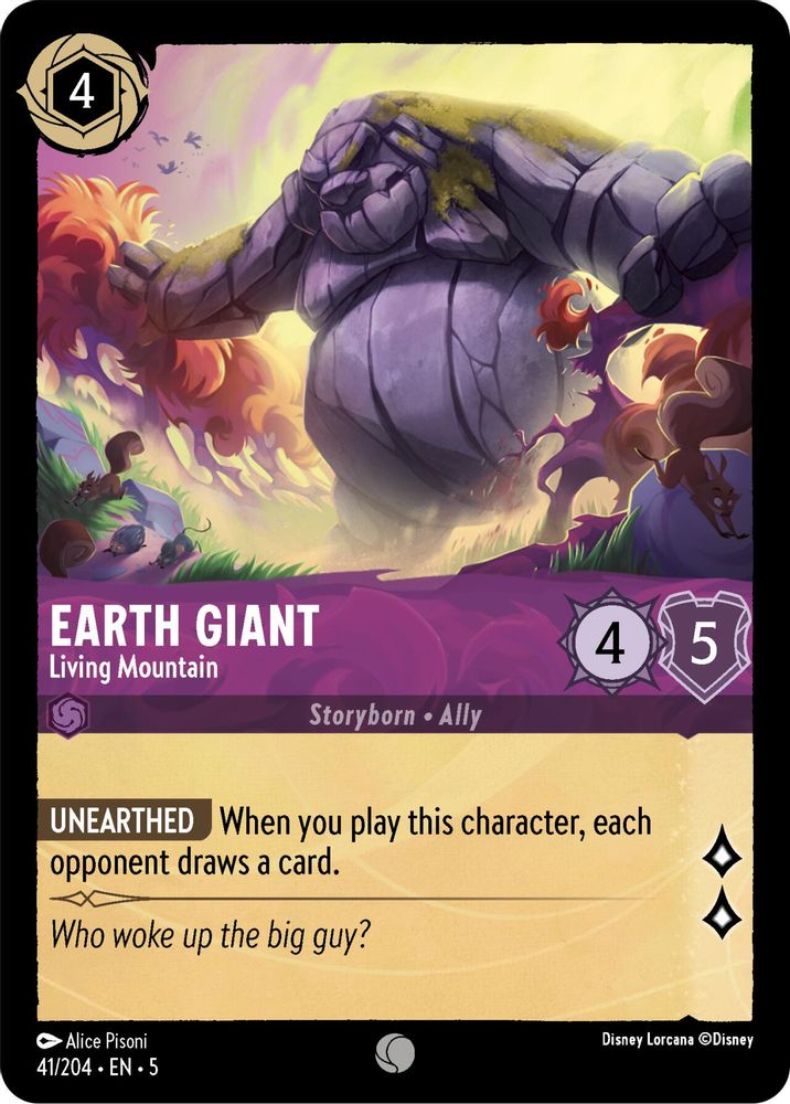 2024 Disney Lorcana: Shimmering Skies (5) - Earth Giant Living Mountain (#41/204, Common) (, Near Mint)