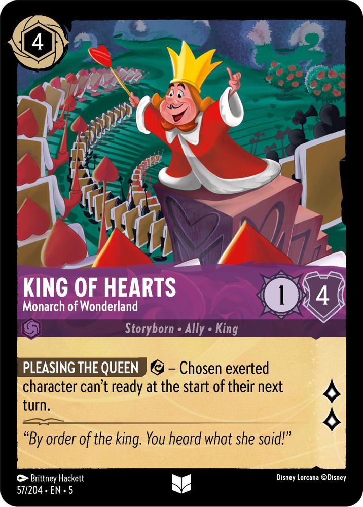 2024 Disney Lorcana: Shimmering Skies (5) - King of Hearts Monarch of Wonderland (#57/204, Uncommon) (, Near Mint)