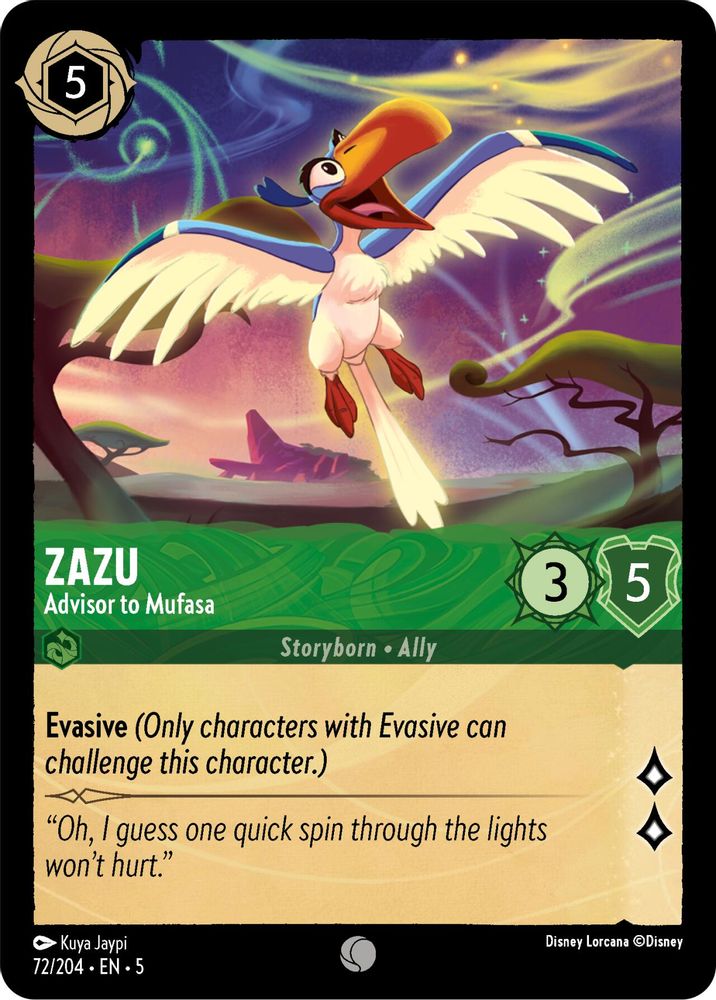 2024 Disney Lorcana: Shimmering Skies (5) - Zazu Advisor to Mufasa (#72/204, Common) (, Near Mint)