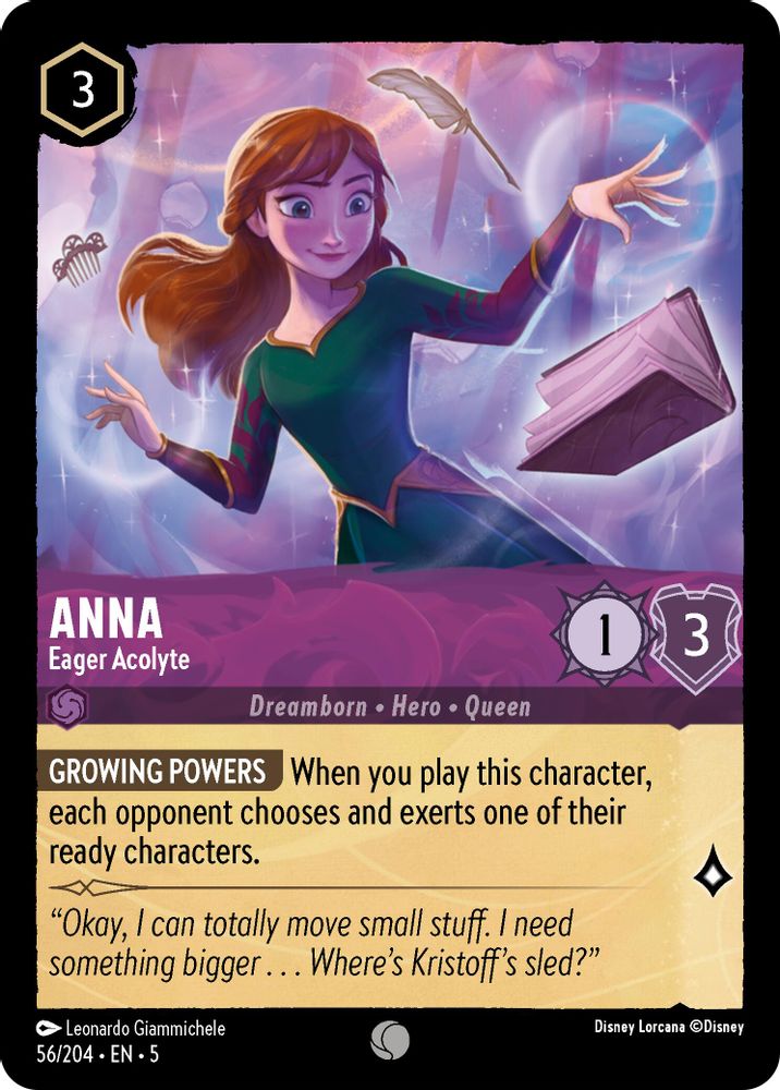 2024 Disney Lorcana: Shimmering Skies (5) - Anna Eager Acolyte (#56/204, Common) (, Near Mint)