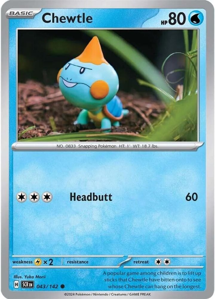 2024 Pokemon: SV07: Stellar Crown (SCR) - Chewtle (#043/142, Common) (Reverse Holofoil, Near Mint)