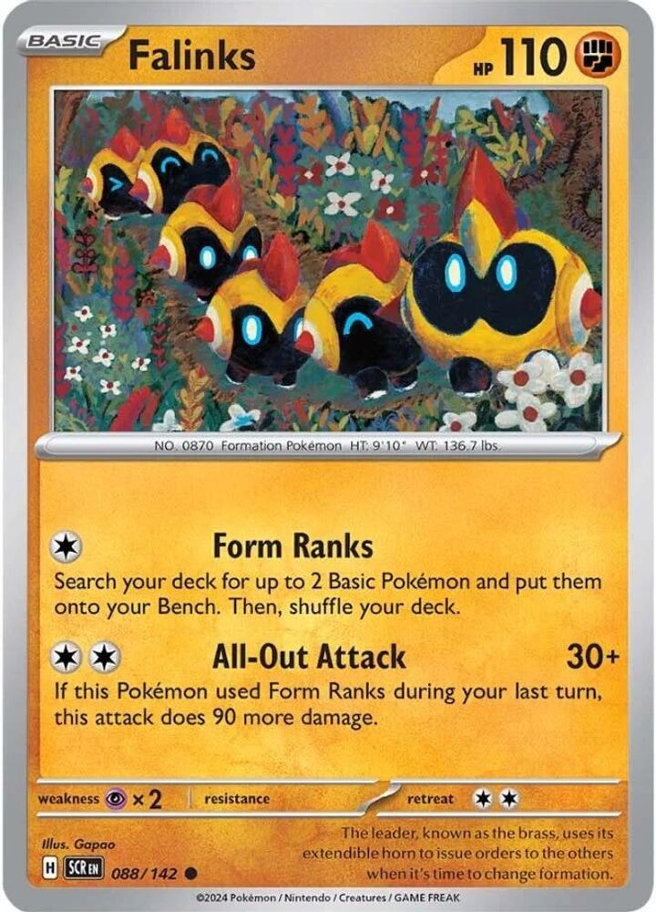 2024 Pokemon: SV07: Stellar Crown (SCR) - Falinks (#088/142, Common) (Reverse Holofoil, Near Mint)