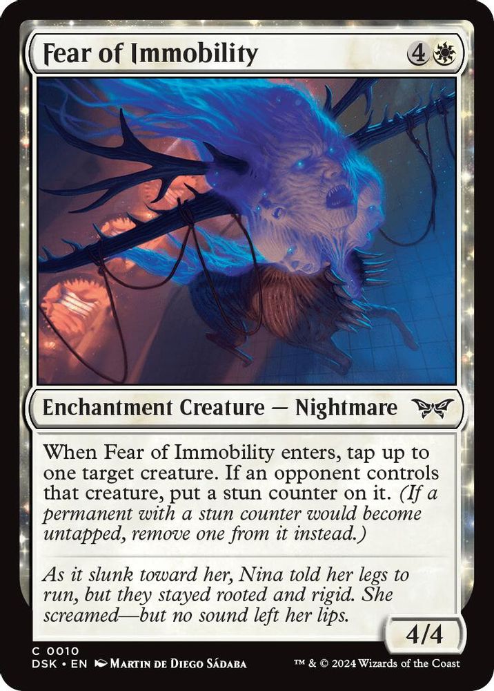 2024 Magic: The Gathering: Duskmourn: House of Horror (DSK) - Fear of Immobility (#10, Common) (, Near Mint)