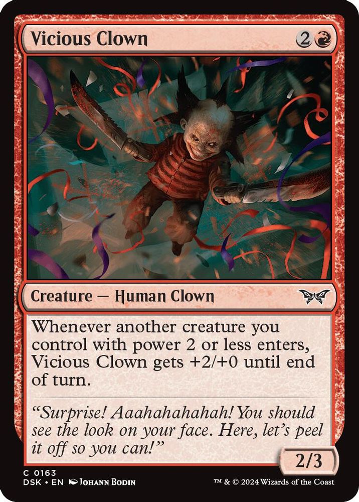 2024 Magic: The Gathering: Duskmourn: House of Horror (DSK) - Vicious Clown (#163, Common)
