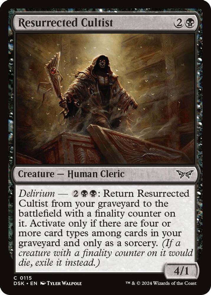 2024 Magic: The Gathering: Duskmourn: House of Horror (DSK) - Resurrected Cultist (#115, Common) (, Near Mint)