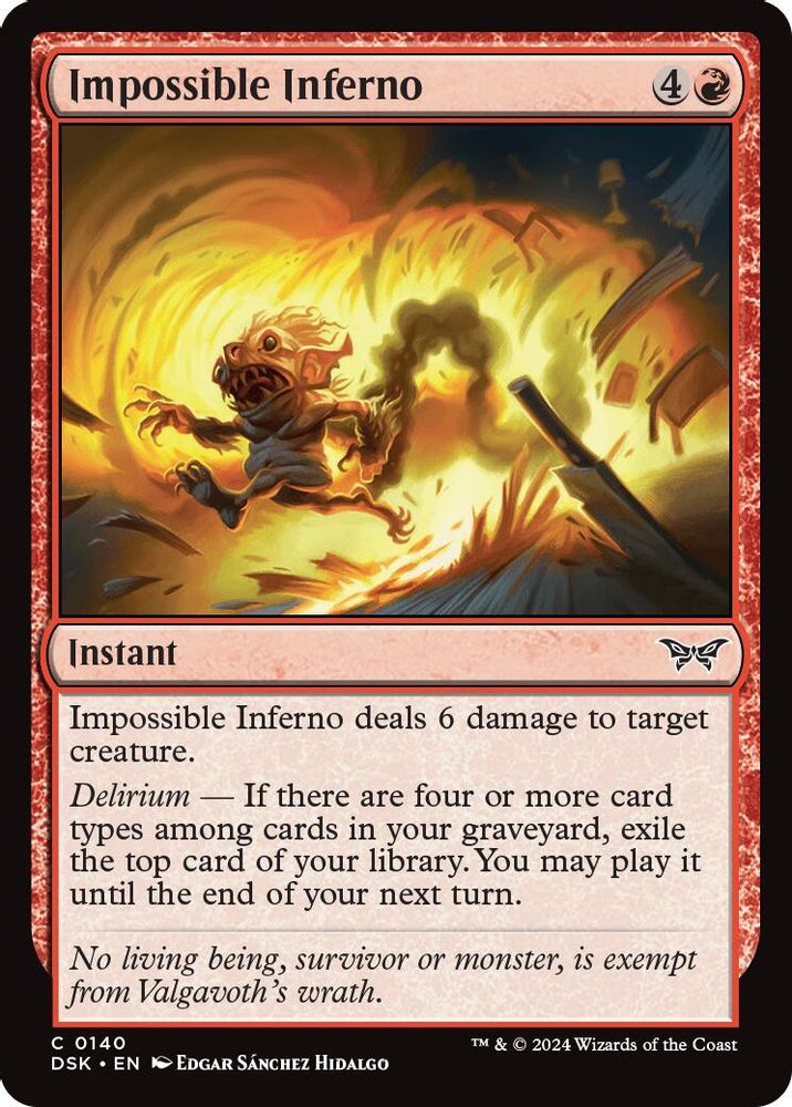 2024 Magic: The Gathering: Duskmourn: House of Horror (DSK) - Impossible Inferno (#140, Common) (, Near Mint)