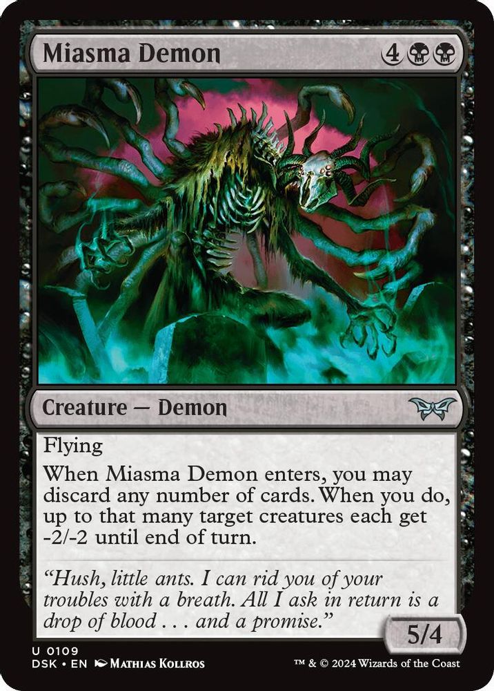2024 Magic: The Gathering: Duskmourn: House of Horror (DSK) - Miasma Demon (#109, Uncommon) (, Near Mint)