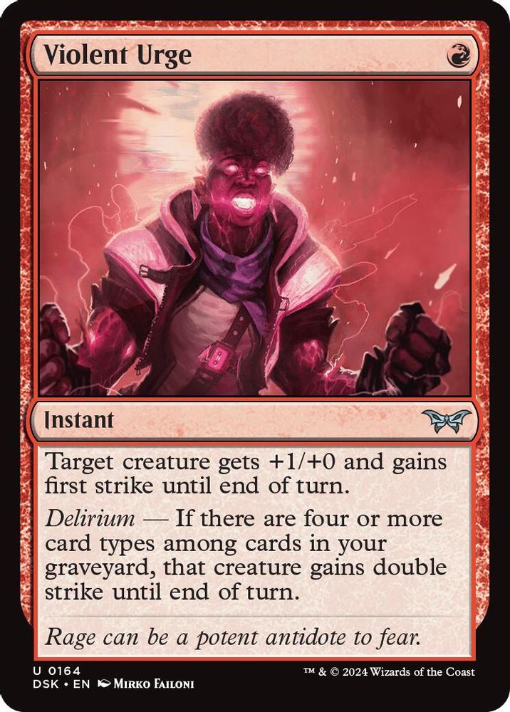 2024 Magic: The Gathering: Duskmourn: House of Horror (DSK) - Violent Urge (#164, Uncommon) (, Near Mint)