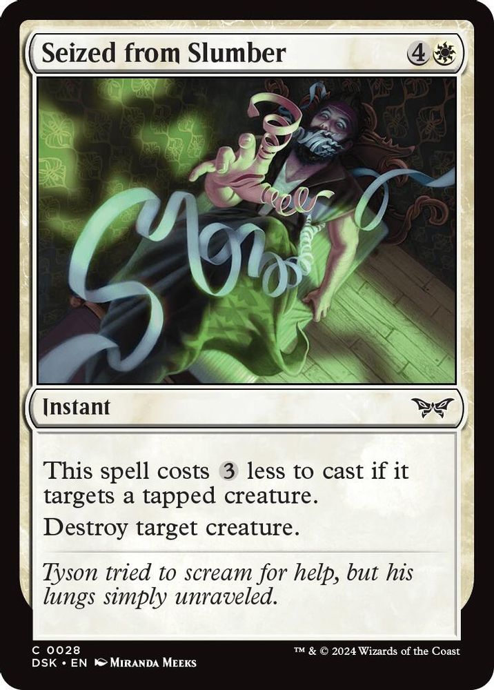 2024 Magic: The Gathering: Duskmourn: House of Horror (DSK) - Seized from Slumber (#28, Common) (, Near Mint)