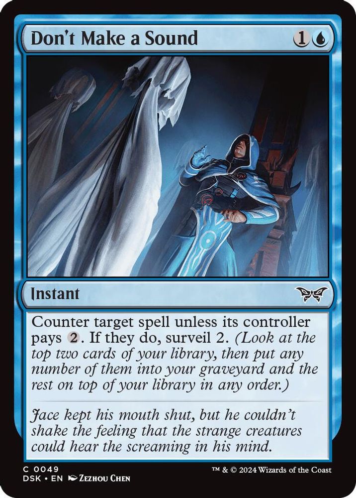 2024 Magic: The Gathering: Duskmourn: House of Horror (DSK) - Dont Make a Sound (#49, Common) (, Near Mint)
