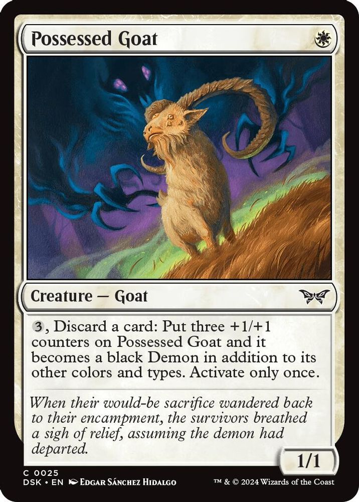 2024 Magic: The Gathering: Duskmourn: House of Horror (DSK) - Possessed Goat (#25, Common) (, Near Mint)
