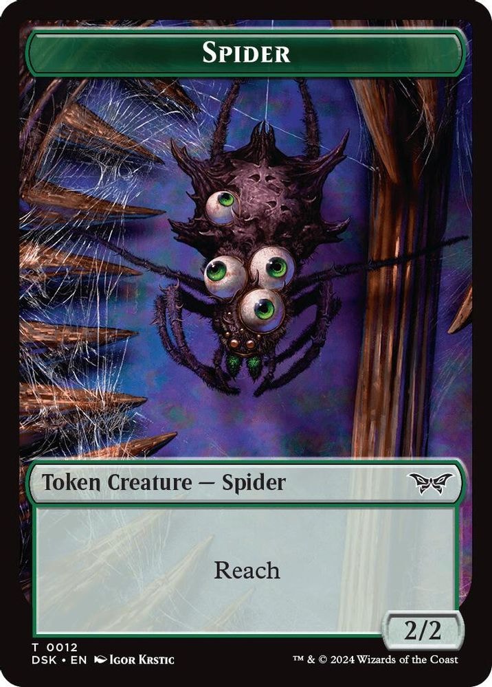 2024 Magic: The Gathering: Duskmourn: House of Horror (DSK) - Spider Token (#12, T) (, Near Mint)