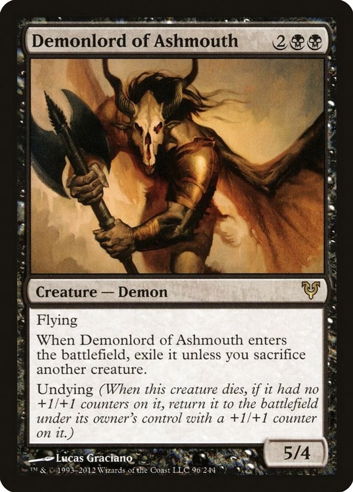 2012 Magic: The Gathering: Avacyn Restored (AVR) - Demonlord of Ashmouth (#96, Rare) (, Near Mint)