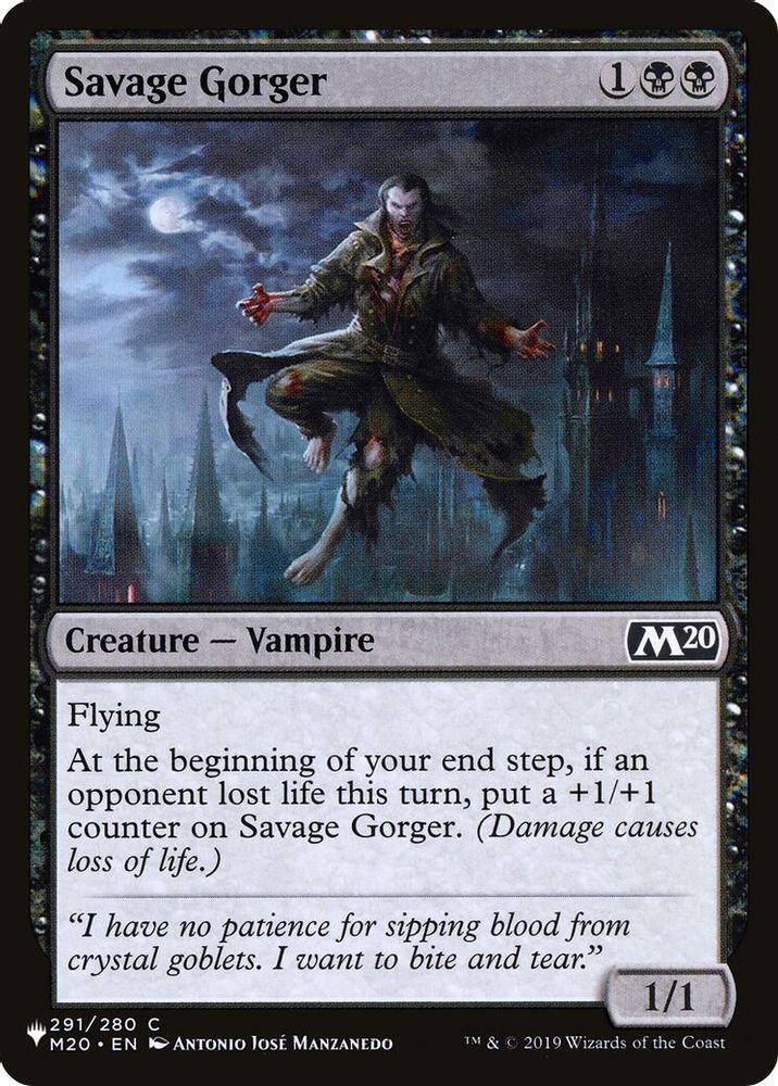 2026 Magic: The Gathering: The List Reprints (LIST) - Savage Gorger (#M20-291, Common) (, Near Mint)