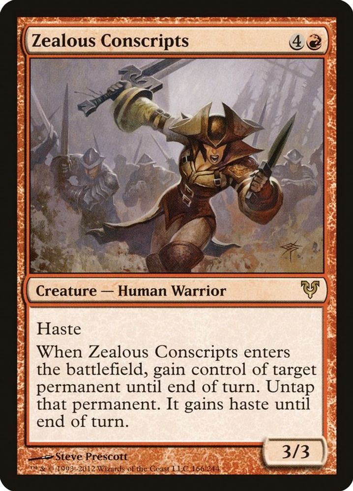 2012 Magic: The Gathering: Avacyn Restored (AVR) - Zealous Conscripts (#166, Rare) (Foil, Near Mint)