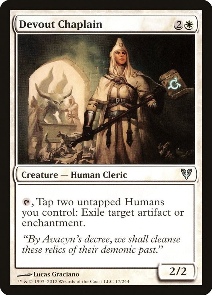 2012 Magic: The Gathering: Avacyn Restored (AVR) - Devout Chaplain (#17, Uncommon) (, Near Mint)