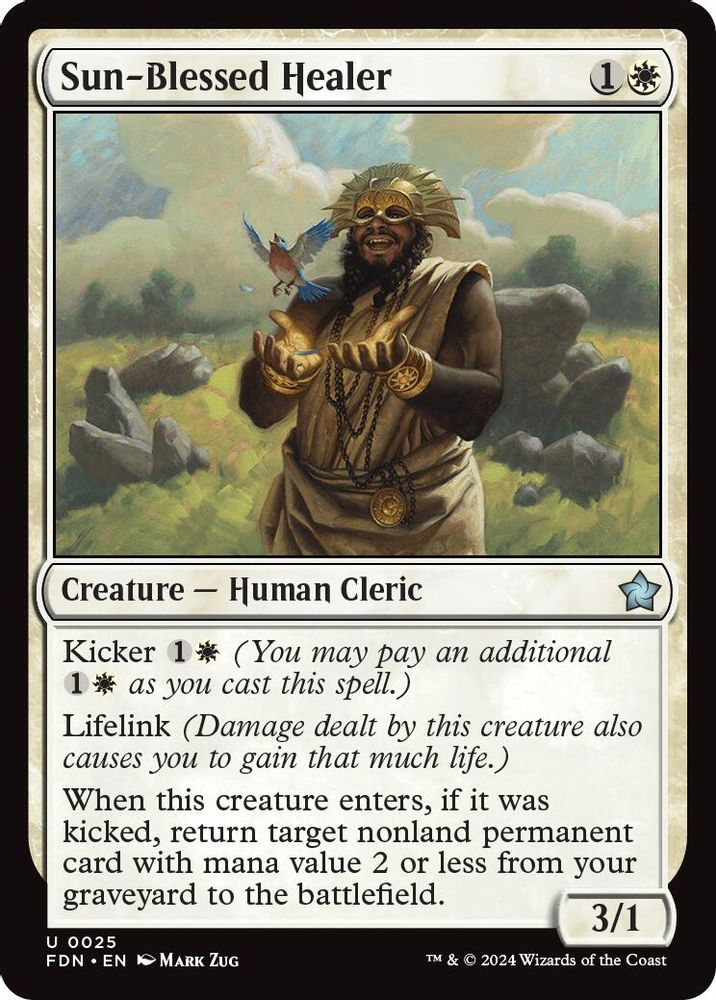 2024 Magic: The Gathering: Foundations (FDN) - Sun Blessed Healer (#25, Uncommon) (, Near Mint)