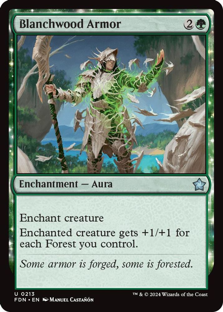 2024 Magic: The Gathering: Foundations (FDN) - Blanchwood Armor (#213, Uncommon) (, Near Mint)