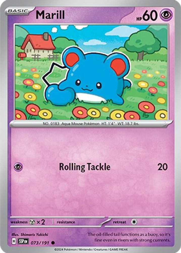 2024 Pokemon: SV08: Surging Sparks (SSP) - Marill (#073/191, Common) (Reverse Holofoil, Near Mint)