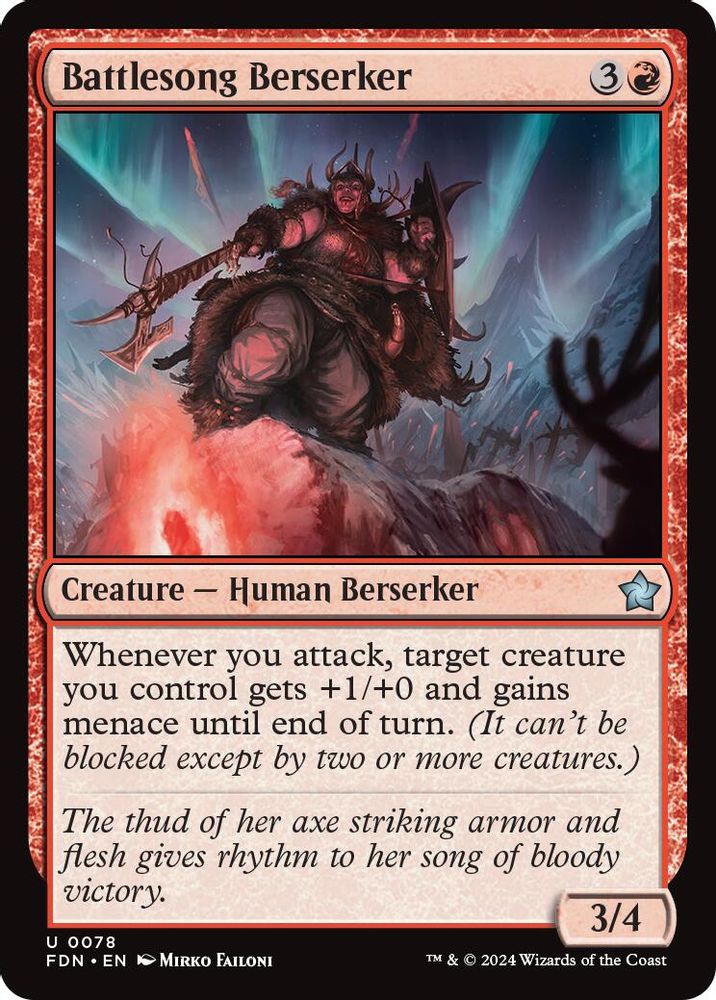 2024 Magic: The Gathering: Foundations (FDN) - Battlesong Berserker (#78, Uncommon)