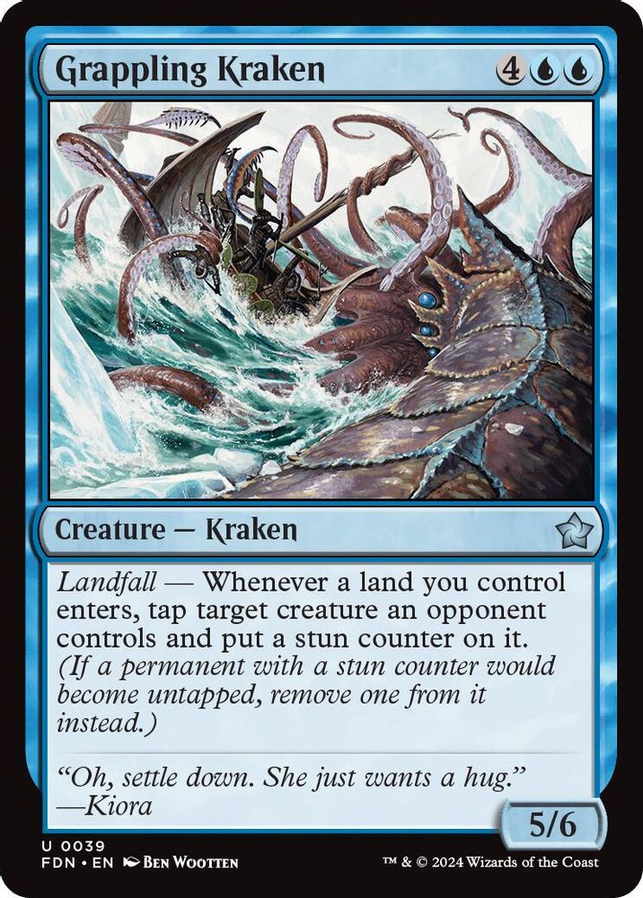 2024 Magic: The Gathering: Foundations (FDN) - Grappling Kraken (#39, Uncommon)