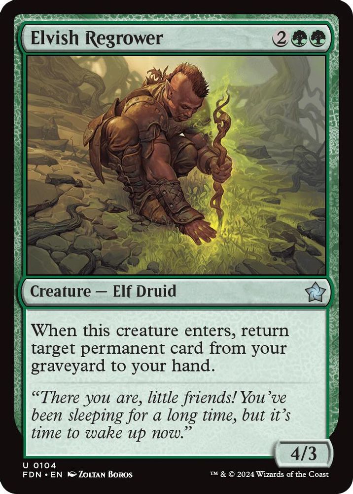 2024 Magic: The Gathering: Foundations (FDN) - Elvish Regrower (#104, Uncommon)