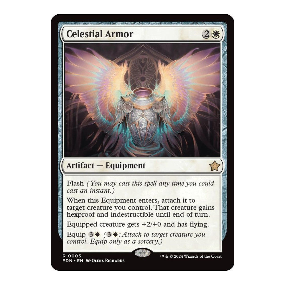 2024 Magic: The Gathering: Foundations (FDN) - Celestial Armor (#5, Rare) (, Near Mint)