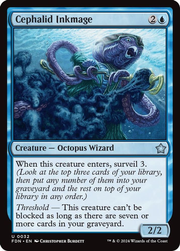 2024 Magic: The Gathering: Foundations (FDN) - Cephalid Inkmage (#32, Uncommon) (, Near Mint)